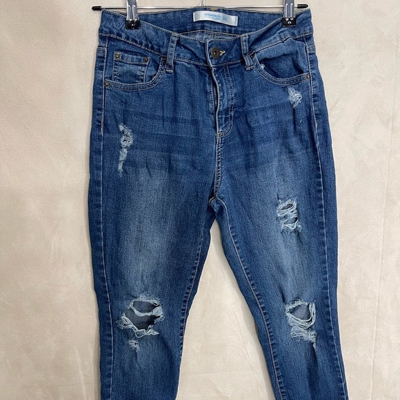 Highway Distressed Ripped Blue Jeans - Picture 1 of 5